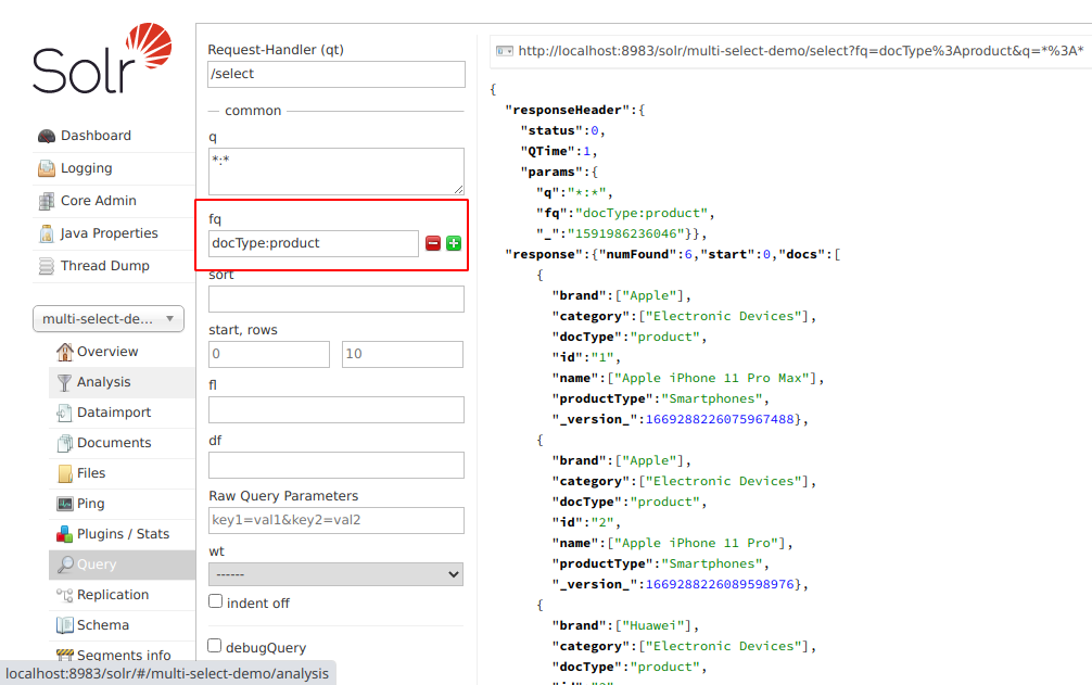 smartphones query from admin ui